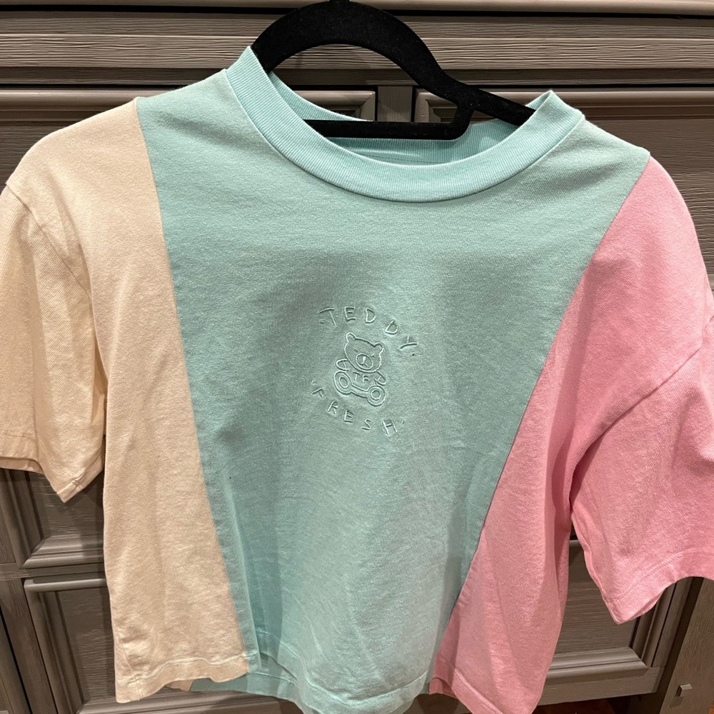 Teddy Fresh Kids Tri-Color Tee - Mint, Pink, Cream